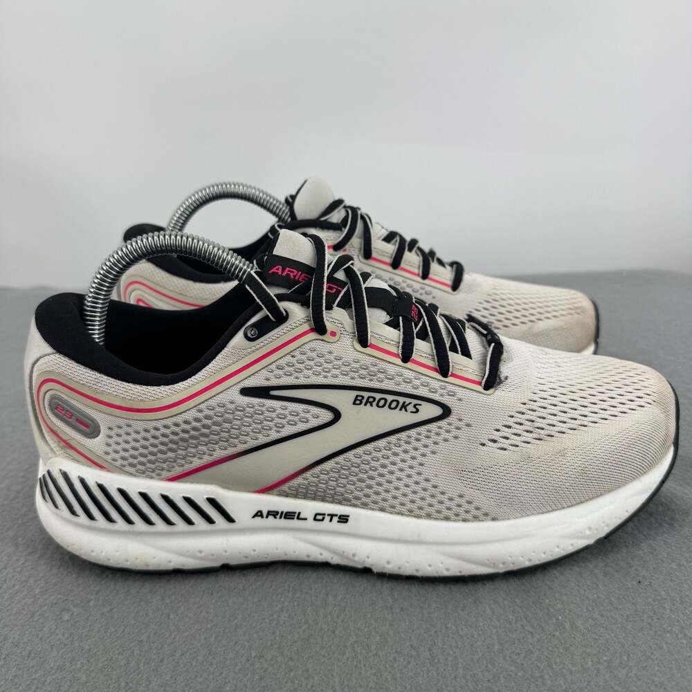 Brooks Ariel GTS 23 Womens 9 B Gray Pink Stability Running Walking Shoes